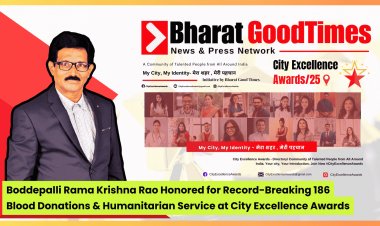 Boddepalli Rama Krishna Rao Honored for Record-Breaking 186 Blood Donations & Humanitarian Service at City Excellence Awards
